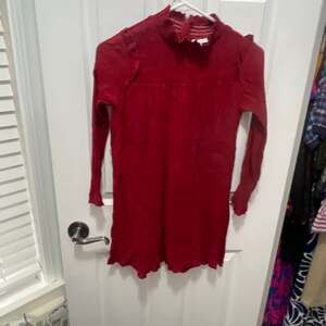 Red Cable Knit Cap Sleeves Mohair Blend Career Sweater